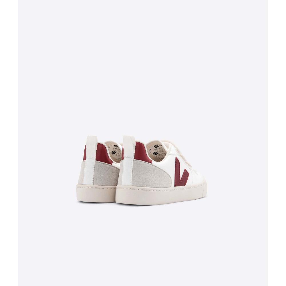 Kids' Veja V-10 CWL Sneakers White/Burgundy | SG 861PJJ